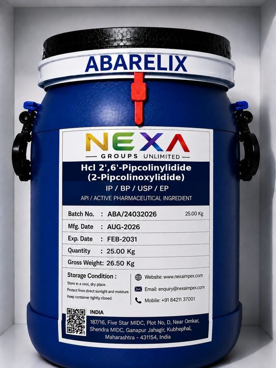2′,6′-Pipecolinoxylidide Hydrochloride Manufacturer in India | Nexa Impex packaged and supplied by NexaImpex