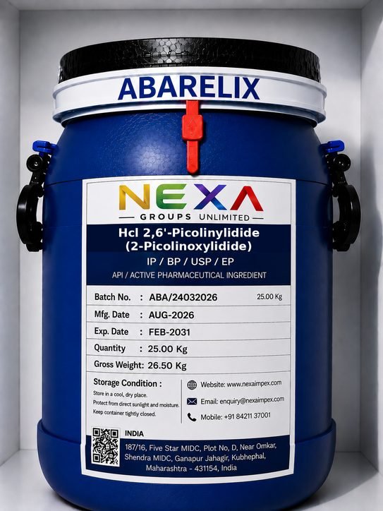 HCl 2,6′-Picolinylidide (2-Picolinoxylidide) Manufacturer in India | Nexa Impex packaged and supplied by NexaImpex