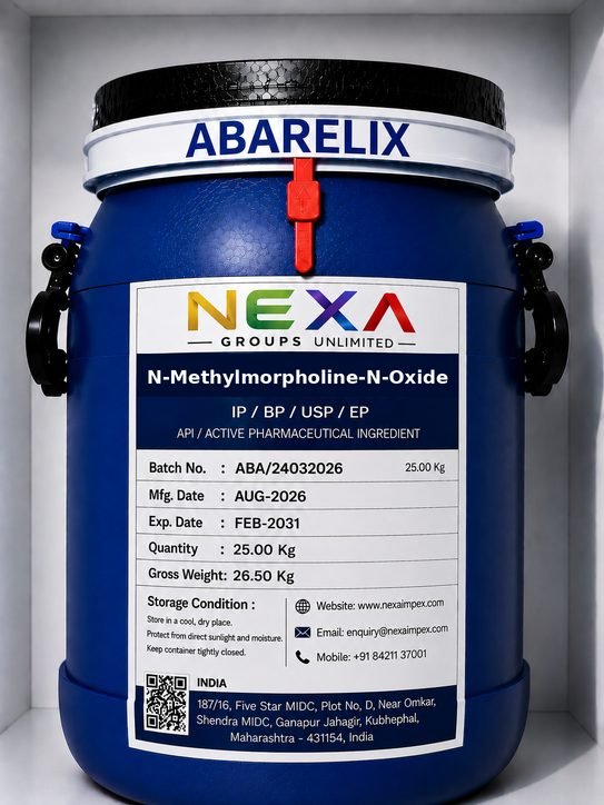 N-Methylmorpholine-N-Oxide Manufacturer & Supplier in India packaged and supplied by NexaImpex